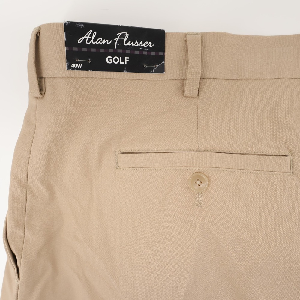 NEW Alan Flusser Golf Pleated Cotton Shorts Khaki‎ Mens 40